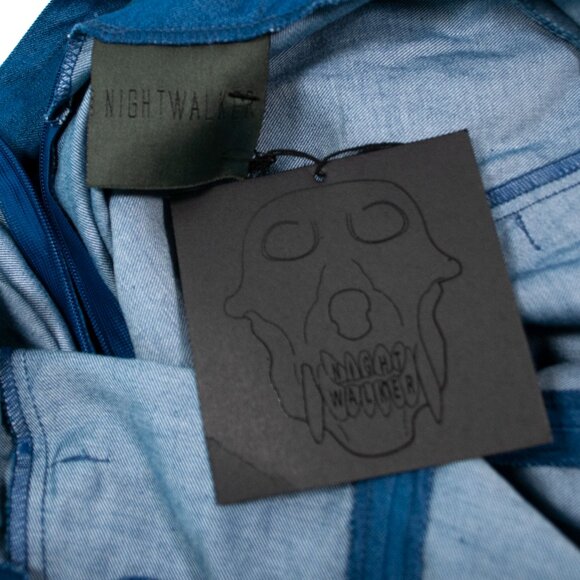 NEW Nightwalker Tie Me Up Maxi Dress Womens Medium M Blue High Slits Deep V U13X - Picture 5 of 7